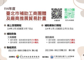 「臺北市補助工商團體及廠商推展貿易計畫」即日起開放線上申請！