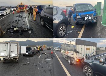 國道五號8車連環撞　3人受傷、交通回堵