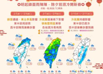 一圖看春節連假天氣　冷氣團南下「全台濕冷有雨」