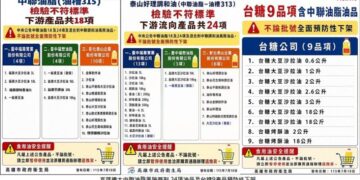 中聯油脂疑慮擴大 高雄市衛生局要求福懋福壽泰山及台糖產品下架