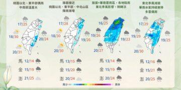 一圖看228連假天氣 鋒面+華南水氣各地陰雨