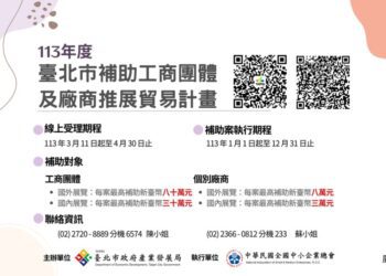 「臺北市補助工商團體及廠商推展貿易計畫」 即日起開放線上申請！ 