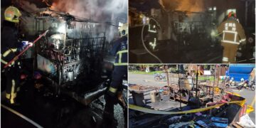 影音/羅東夜市驚傳火警 彈珠台攤位付之一炬