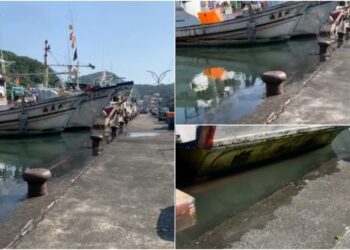 花蓮大地震　南方澳漁港海水淹及岸上　船筏快要跑到陸上了