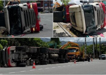 影音/疑因轉彎不慎翻車 曳引車駕駛受傷送醫