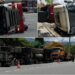 影音/疑因轉彎不慎翻車 曳引車駕駛受傷送醫
