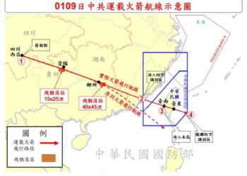 國防部曝中共火箭軌跡圖　穿越臺南、臺東上空