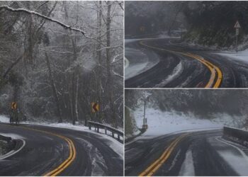 路面結冰下冰霰　台7甲南山-勝光3/18限掛雪鍊通行