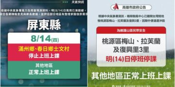 楊柳狂掃過境 8/14續有地方及學校停班停課