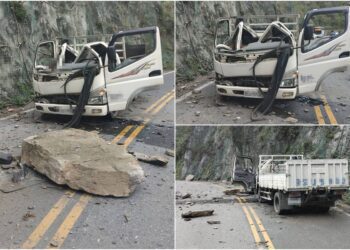 影音∕實在有夠恐怖 台七甲線落石砸車1死1傷