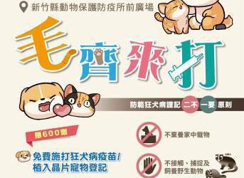 10/10竹縣動保所-毛齊來打 600劑狂犬病疫苗免費打
