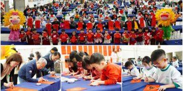 影音/揮毫寫春聯+車縫書籤卡 宜蘭國小師生共寫馬年美好的開始