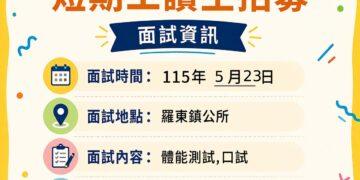 2026羅東藝穗節7月登場 短期工讀生招募中