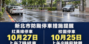 新北交通局宣布紅黃線停車至27日上午7時 校園停車請於25日上午8時前駛離