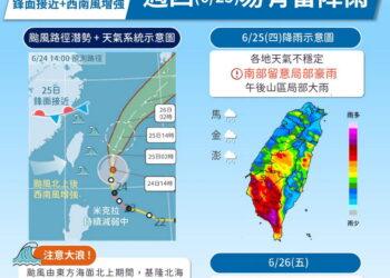影音/0625米克拉北移 鋒面接近及西南風增強 多處地方豪雨特報