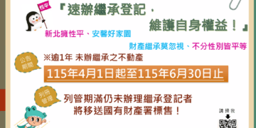 別讓權益睡著了!115 年新店等五區未辦繼承登記名單出爐 6/30 前儘速申辦