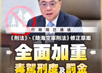 全面加重毒駕罰責 行政院通過《刑法》《陸海空軍刑法》修正草案