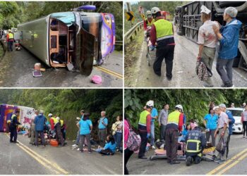 太平山遊覽車翻覆！　39人輕重傷　其中1人OHCA