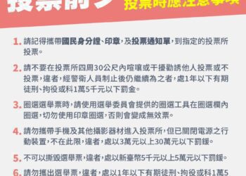 ６點投票注意事項　必帶３物品、「這些事」不能做