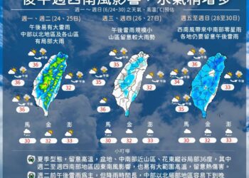 悶熱+午後雷陣雨天氣　周五起轉西南風水氣稍增多