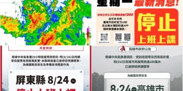 影音/雨彈炸不停 南高屏8/24停班停課