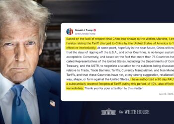 川普暫停提高75國關稅90天 對中國關稅升至125%
