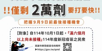 高雄新冠疫情進入流行高峰期 衛生局籲請民眾落實防疫並儘速完成疫苗接種