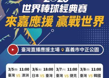 嘉市自辦「2026世界棒球經典賽」戶外實況轉播　邀球迷3/5起中正公園熱情應援