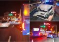 影音/國5雪隧口連環車禍 2大客車1小客車擦追撞 交通受阻近1小時