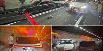 影音/端午收假日雪隧5車追撞釀4傷 車流回堵塞爆