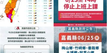 影音/0625豪雨特報連發 屏東全縣、高雄2區、嘉縣5鄉下午停班停課