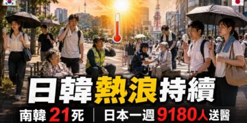 熱浪威脅日韓　日本一週7人熱中暑死亡、南韓死亡升至21人