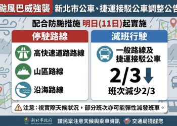 受巴威颱風影響新北市部分公車路線11日停駛並減班營運