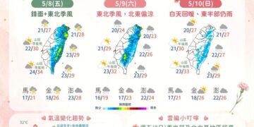 一圖看母親節周末天氣 北東周六有感轉涼僅20度