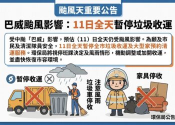 中颱巴威來襲 新北市環保局公告11日暫停垃圾清運與大型家具回收