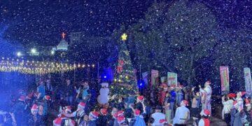 桃源聖誕點燈浪漫登場 飄雪點亮山城冬夜迎接新年