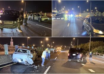 影音/國5南向路段車禍 3車連環撞釀5傷